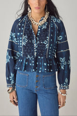Maison Hotel sora blouse in shibori ink