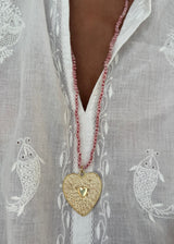 SARA LASHAY DEL HEART NECKLACE IN PINK JADE