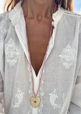 SARA LASHAY DEL HEART NECKLACE IN PINK JADE