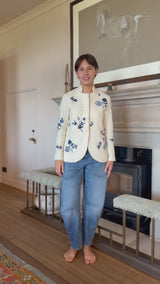 INJIRI WILLOW EMBROIDERED JACKET 150 in ivory & navy